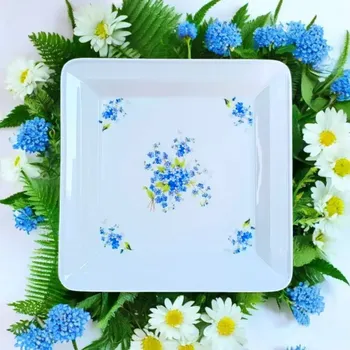 Stolování Talíř čtyřhranný 27,5cm POMNĚNKY Český porcelán Dubí