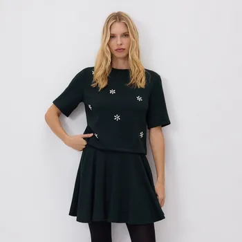 Dámská sukně Reserved - Minisukně s volánovým lemem - petrolejová - YT113-67X - YT113-67X-L