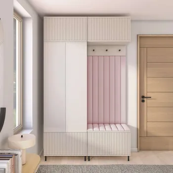 Předsíňová stěna Předsíňová stěna Rayo 2 na nožkách Barva čalounění: Pastelová růžová - Trinity 19