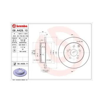 Brzdový kotouč BREMBO 08.A429.11 Brzdový kotouč Doprava Zdarma! Brembo UV-COATED Tři inovace v jednom UV ochrana lesklý kovový efekt a úcta k životnímu prostředí tři mimořádné funkce brzdových kotoučů Brembo UV-COATED Hlavní výhody technologie
