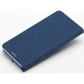 Pouzdro na mobilní telefon LUNA Book Carbon flipové pouzdro Xiaomi 14T Pro - modré (Flipové pouzdro LUNA Book Carbon pro Xiaomi 14T Pro - modré, s kovovým rámem, kapsou a funkcí stojánku)