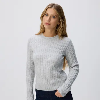 Dámský svetr Reserved - Svetr s ozdobným pletením - světle šedá - 238GP-09M - 238GP-09M-S