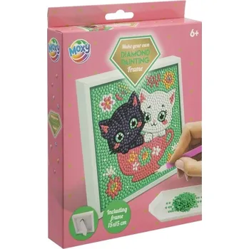 MOXY Diamantové malování na rámu Kočičky 15x15cm
