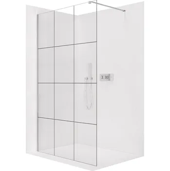 Cerano Sprchová zástěna Walk-in Onyx Cube L/P, 8 mm, hranatá vzpěra, chrom, industriální sklo, 130x200 cm, CER-8050BD488