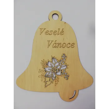 Vánoční dekorace Cedulka - zvoneček 41 x 33cm - Veselé Vánoce