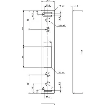 Protiplech EA 306 pro elektrické vícebodové zámky, 152x24,5x2 mm
