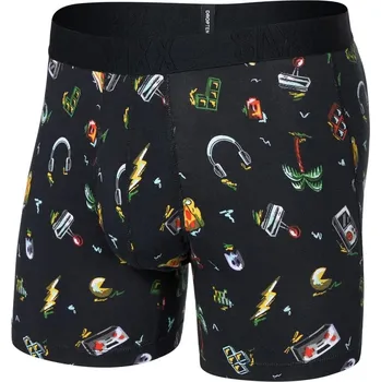 Trenýrky Saxx DROPTEMP COOLING COTTON BOXER BRIEF FLY gamer's paradise-black pánské boxerky