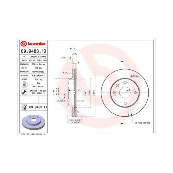 Brzdový kotouč BREMBO 09.9483.11 Brzdový kotouč Doprava Zdarma! Brembo UV-COATED Tři inovace v jednom UV ochrana lesklý kovový efekt a úcta k životnímu prostředí tři mimořádné funkce brzdových kotoučů Brembo UV-COATED Hlavní výhody technologie