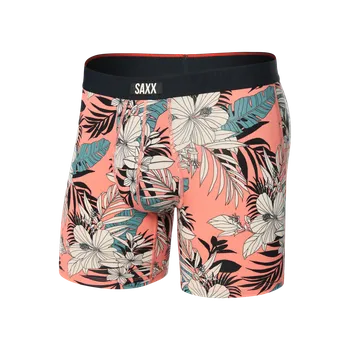 Boxerky Pánské boxerky Saxx Vibe Xtra Boxer Brief Fly Hibiscus Jungle-Coral Xxl