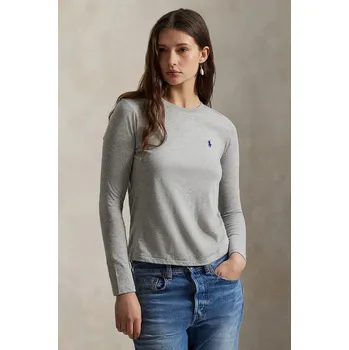 Pánské tričko Bavlněné tričko s dlouhým rukávem Polo Ralph Lauren, M, šedá, 09X