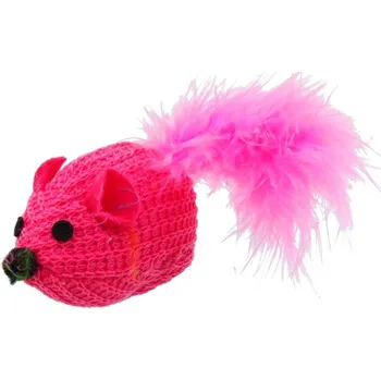 Hračka pro kočku Hračka Magic Cat myška bavlněná s catnipem a pírky 6 cm