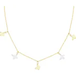 Zlatý náhrdelník s perletí - motýli - AP542-0462