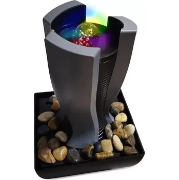 Lampička Stolní LED fontána s kameny černá