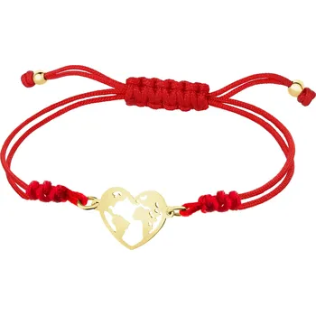 Náramek Náramek s prvky ze žlutého zlata – srdce, mapa světa - AP543-3801