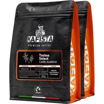 Káva Kafista "Torino Select" -Zrnková káva, 100% Arabica Espresso Káva, Pražená v Itálii 2 × 250 g