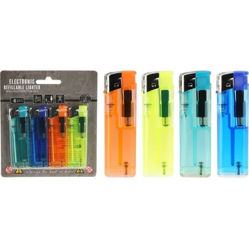 Zapalovač zapalovač kapesní plnicí mix barev (4ks)
