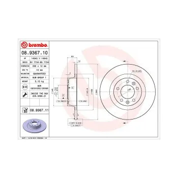 Brzdový kotouč BREMBO 08.9367.11 Brzdový kotouč Doprava Zdarma! Brembo UV-COATED Tři inovace v jednom UV ochrana lesklý kovový efekt a úcta k životnímu prostředí tři mimořádné funkce brzdových kotoučů Brembo UV-COATED Hlavní výhody technologie