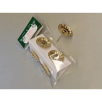 Svícen Svícen kov 4x40mm S11 ozdobný se zápichem zlatý