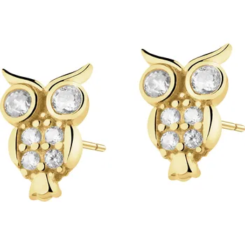 Náušnice Zlaté náušnice se zirkony - sovy - AP542-0466