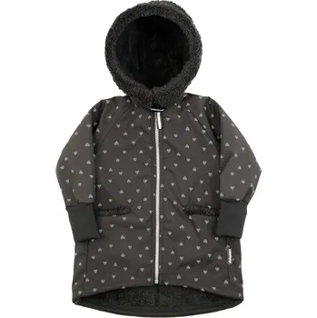 Kojenecká bunda LITTLE THINGS kabátek softshellový reflexní srdíčkatý černá vel. 9-11 let