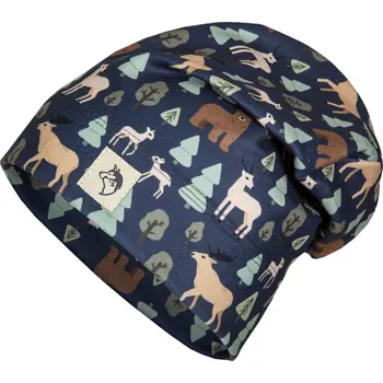 Čepice Chlapecká flísová čepice - Wolf & Wolfie C2502, tmavě modrá, lesní zvířátka Barva: Modrá tmavě, Velikost: 50-52