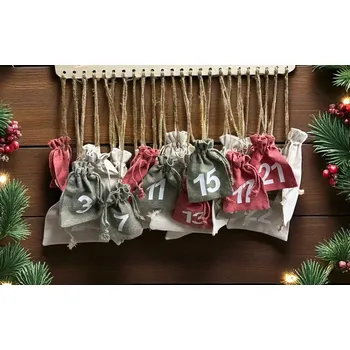 Vánoční dekorace WT-darky adventní kalendář mašinka a vločky