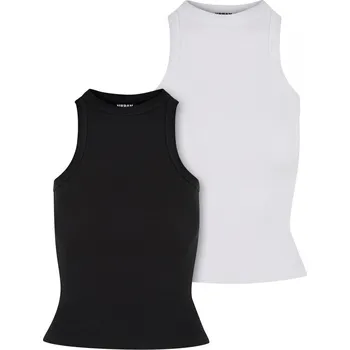 Ladies Racer Back Rib Top 2-Pack - black+white M