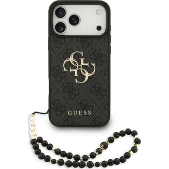 Náhradní kryt pro mobilní telefon Guess PU 4G Metal Logo Strap zadní kryt pro iPhone 17 Pro Max Black