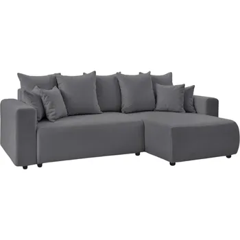 Pohovka Bobochic Paris Tmavě šedá bouclé rohová rozkládací pohovka Envy 282 cm, levá/pravá