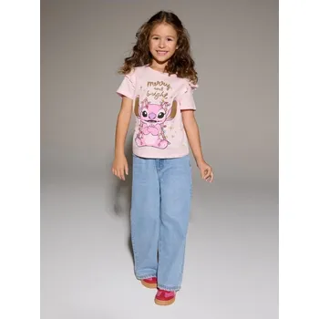 Dětská móda Sinsay - Bavlněná košilka s potiskem Stitch - pastelová růžová - 537GP-03X - 537GP-03X-98