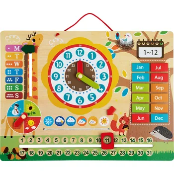 Hodiny lupilu® Dřevěné nástěnné hodiny s kalendářem / notebook (magnetické hodiny)