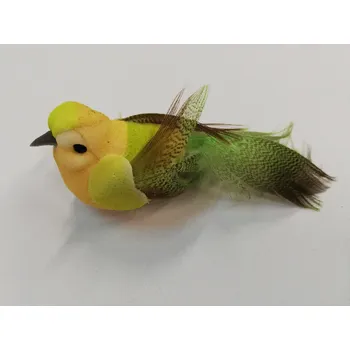 Závěsná dekorace na klip ptáček 7cm - žlutý-oranžový-zelený