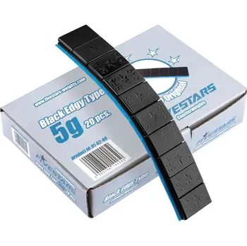 Sada na opravu pneumatiky Fivestars 01-02-89, Lepicí ocelové závaží pro hliníkové disky 5g, černé, široká páska, 20 ks