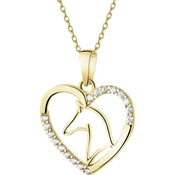 Přívěsek Zlatý přívěsek se zirkony - srdce, kůň - AP543-2004