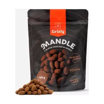 Sušená potravina GRIZLY Mandle v mléčné čokoládě obalené skořicí 250 g