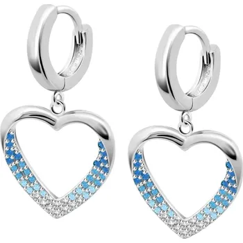 Náušnice Dámské stříbrné náušnice ve tvaru srdce Lotus Silver se zirkony | Elegantní design | Kvalitní zpracování | Dámské naušnice | Dámské šperky | ROMERO rhodiované stříbro, zirkony