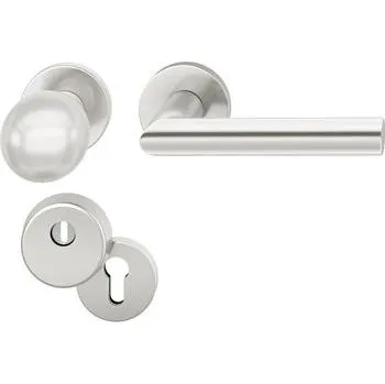 Dveřní kování FSB vchodová sada klika-koule 12 1076 s ochranou vytažení, hliník stříbrný elox