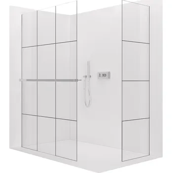Cerano Sprchová zástěna Walk-in Crystal T L/P, 8 mm, bezvzpěrový systém + polička/držák na ručníky, chrom, industriální sklo, 140x100 cm, CER-8050BD6583