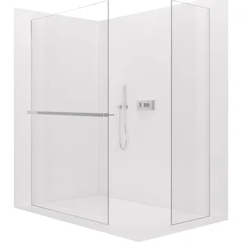 Cerano Sprchová zástěna Walk-in Crystal T L/P, 8 mm, bezvzpěrový systém + polička/držák na ručníky, chrom, transparentní sklo, 150x100 cm, CER-8050BD6347