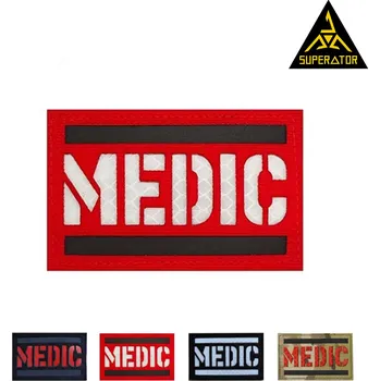 Nášivka Zdravotník, reflexní nápis MEDIC, nášivka na suchý zip, Velcro Patch. 5 x 8 cm Barva: Červená