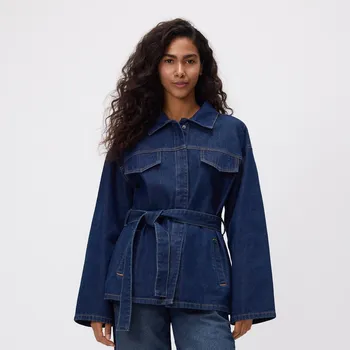 Dámský kabát Reserved - Džínová bunda s kapsami - tmavomodrá - 122DT-59J - 122DT-59J-XL