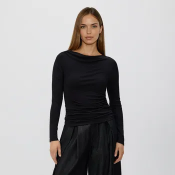 Dámský kabát Reserved - Longsleeve z modalu - černý - 459GA-99X - 459GA-99X-XL