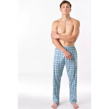 Pánské pyžamo GINA pánské kalhoty dlouhé pyžamové pánské, šité, klasické, s potiskem Pyžama 2025 79197P pomnenková bílá XXXL