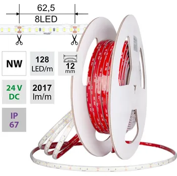 LED páska McLED ML-126.073.90.2 LED pásek SMD2835 NW, 128LED/m, 11,5W/m, DC 24V, 2017lm/m, CRI90, IP67, 12mm, 50m