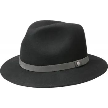 Klobouk Klobouk Traveller Woolfelt Lierys černý s šedou stuhou - XL (61 cm)