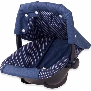 Panenka Götz přenosná autosedačka pro panenky riflový vzor s puntíky