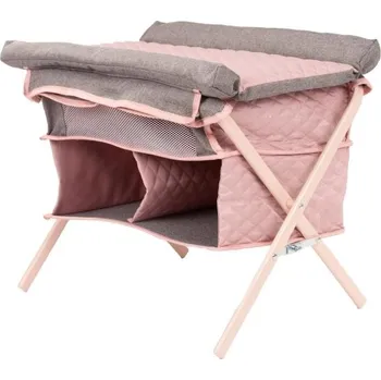 Doplněk pro panenku Götz dětská postýlka a přebalovací pult pro panenky růžovo-šedá