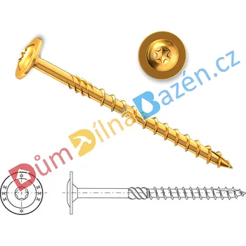 Hašpl Konstrukční vrut talířová hlava ø 8 TX40 ZŽ Rozměr: 8 x 60