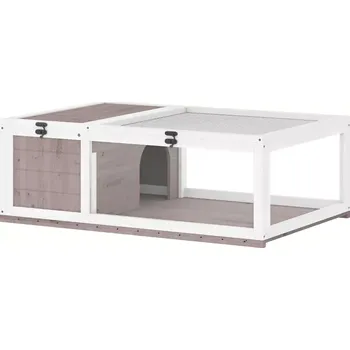 Zahradní domek Dřevěný želví domek PawHut, želví terárium s hlavními domky, výklopná střecha, 91 x 60,5 x 32 cm, Barvy a parametry 1