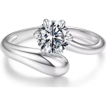 Prsten For Silver Otevřený kapkovitý prsten s Moissanitem 1ct – Stříbro 925